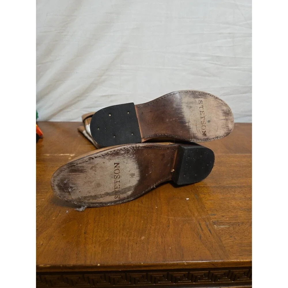 Stetson Women's Mia Western Boots Brown White Leather Size 9.5